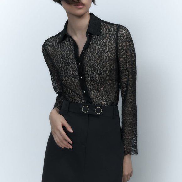 Zara Tops - ZARA BLACK LACE BODYSUIT - NWT